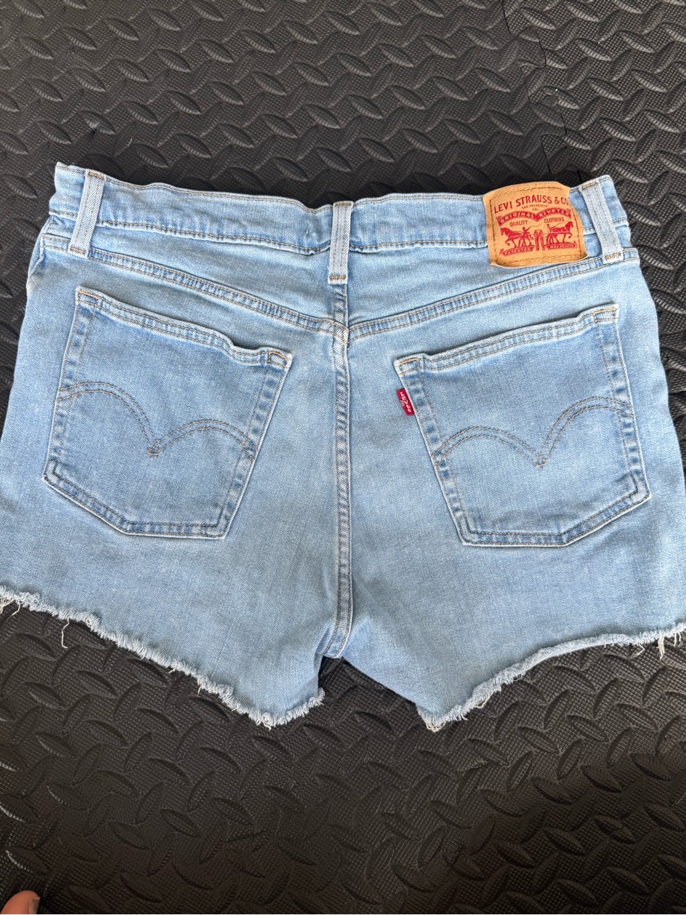 Levi's Light Blue Frayed Hem Denim Shorts